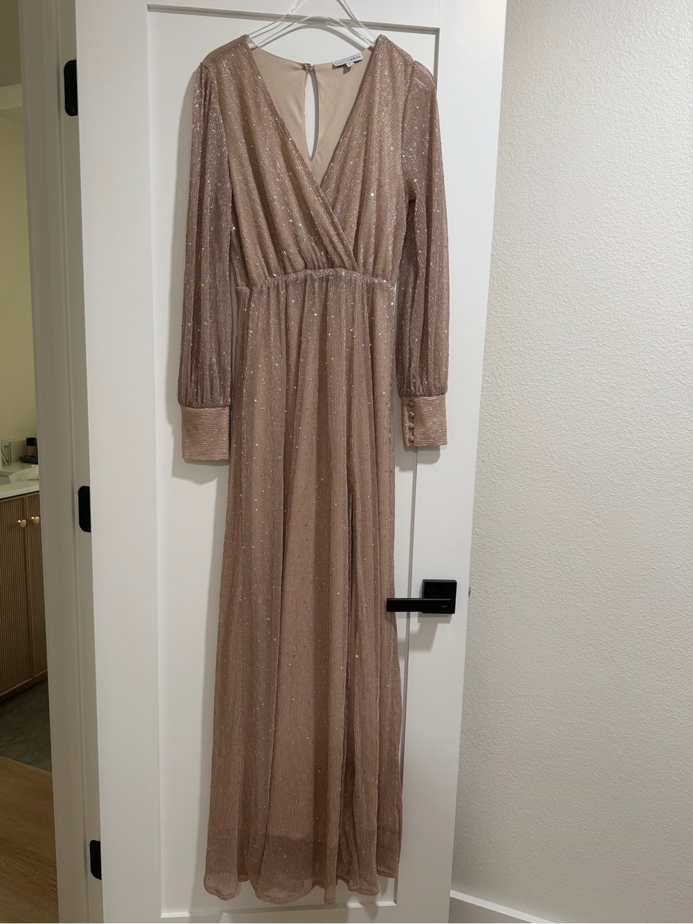 Baltic Born Dusty Rose Sparkle Long Sleeve Maxi Dress